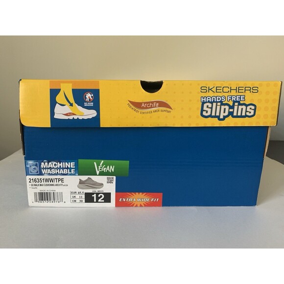 Skechers Slip ins Arch Fit Mens Extra Wide 12 Taupe Go Walk Max Cushion NIB - Picture 13 of 14